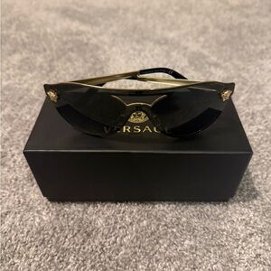 Versace Elegant Black and Gold Sunglasses